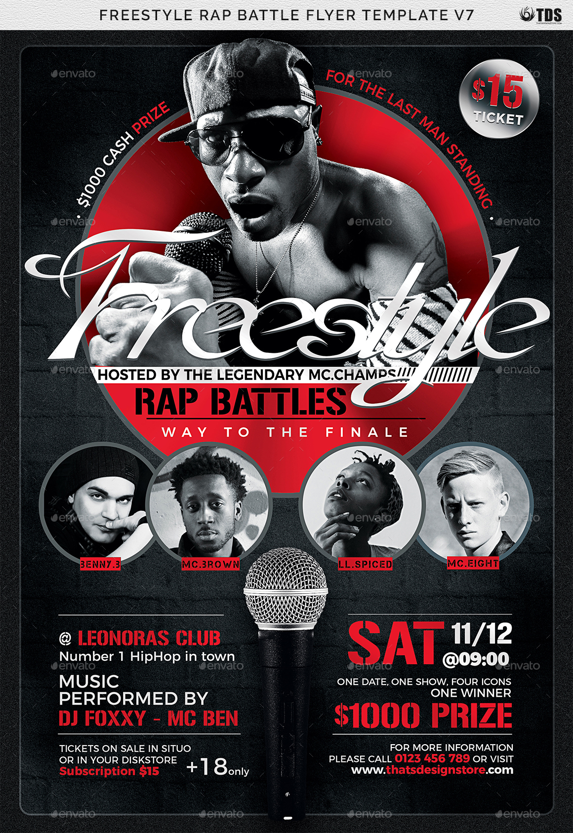 Freestyle Rap Battle Flyer Template V7 by lou606 GraphicRiver